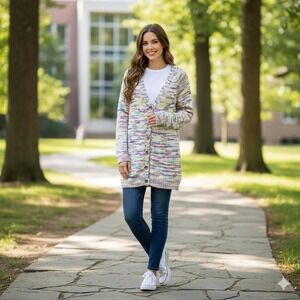 United States Sweaters Multicolor Knit‎ Cardigan Sweater Womens Medium Boho Cozy
